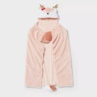 NEW Pillowfort Deer Holiday Kids' Hooded Blanket in Pink