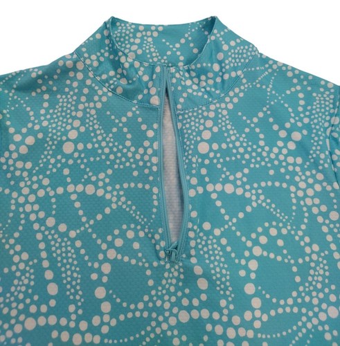 Top de natación Gotta XS turquesa y blanco protector contra erupciones para mujer con diseño de cuello con cremallera. - Imagen 4 de 8