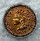 1909 P Indian Head Cent Lustrous Red, Uncirculated 4 Diamond, Full  Shield!