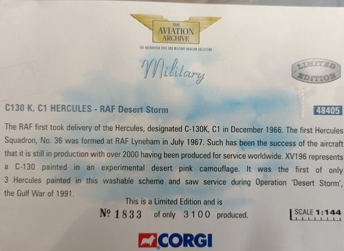 CORGI Aviation Archive Military C130 K C1 Hercules RAF Desert Storm 48405 - Picture 3 of 4