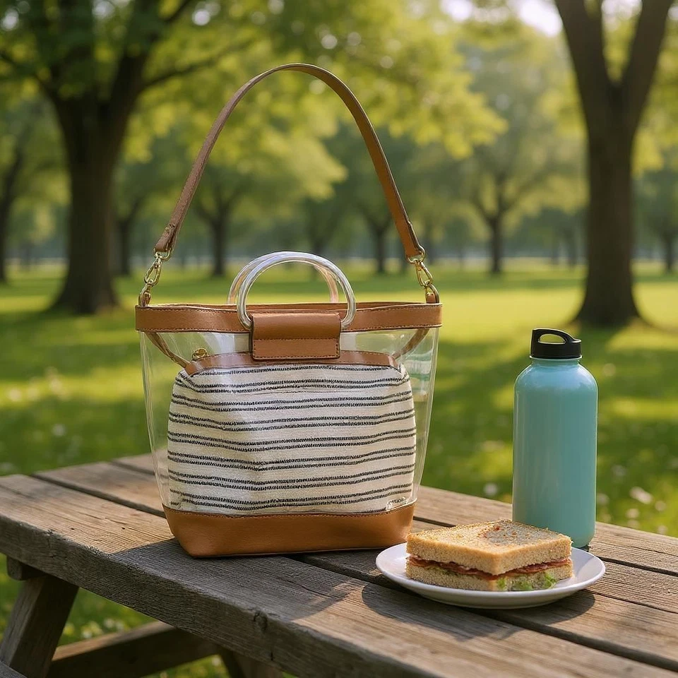 Accesorio London Bolso Bandolera Transparente con Cartera a Presión Y2K Playa Crucero  Foto 2 de 4