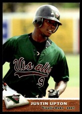 2007 Justin Upton Choice Minor League Rookie Card RC Visalia Rawhide. rookie card picture