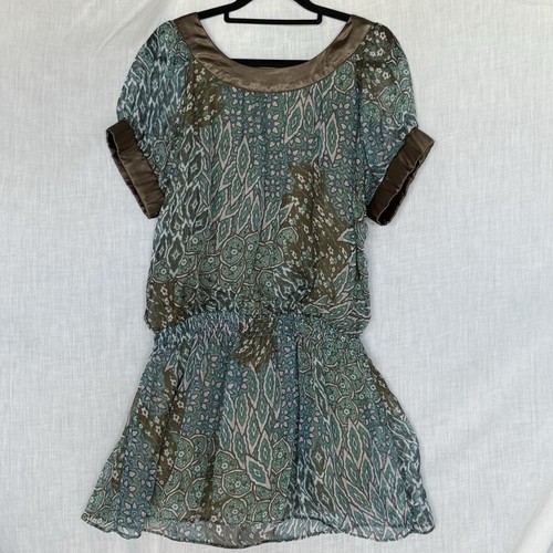 Spicy Sugar Green Boho Print Short Sleeve Tunic Dress Size 12 - Picture 5 of 9