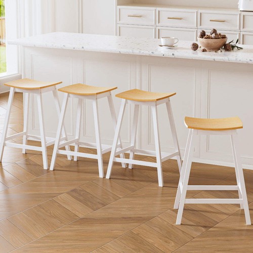 Artiss 4x Bar Stools Wooden Chairs Oak - Picture 7 of 8