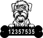 Wheaten Terrier Head and Dog Bone Sign with Custom Name or Numbers