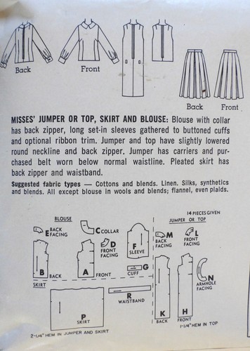 Vtg 1960s Simplicity 6692 Jumper Dress Top Skirt Blouse SEWING PATTERN 36 bust - Picture 4 of 5