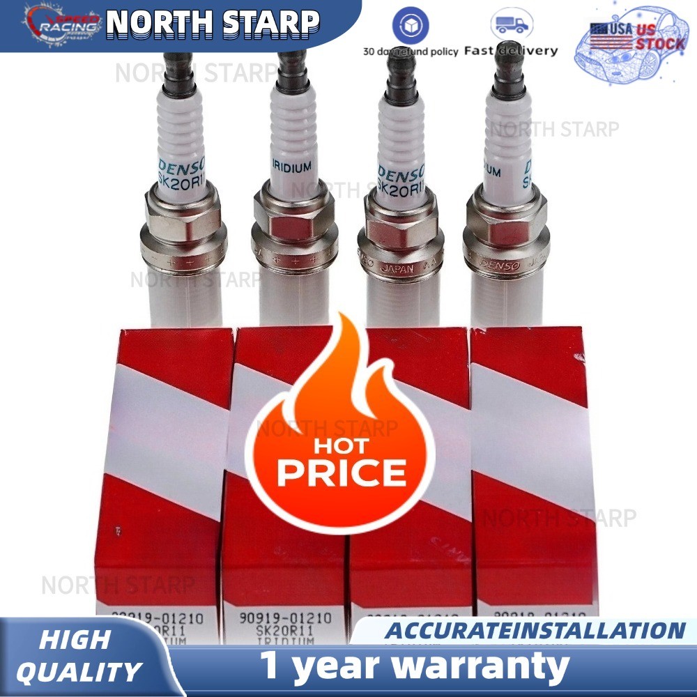 4PCS Genuine OEM DENSO Iridium Spark Plugs 90919-01210 SK20R11 3297 for Toyota