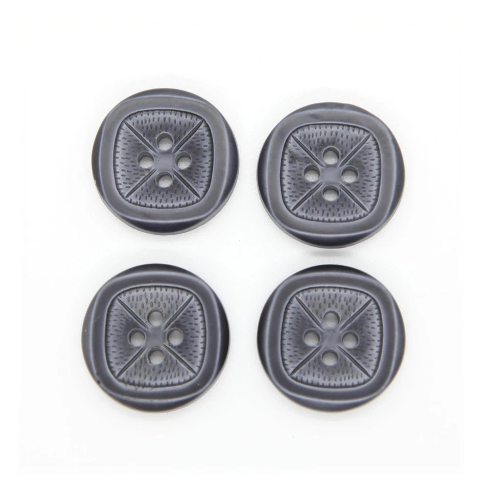 Buttons Grey Cushion Square Look Round Four Hole Buttons Set x 4 - image 2 of 4