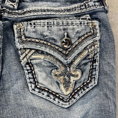 Pantalones de mezclilla rectos Rock Revival Mertie azul desgastado para mujer 26 - Imagen 10 de 20
