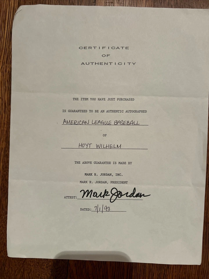 Hoyt Wilhelm Autographed Baseball Official American League Ball - Image 3 of 3