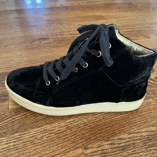 Nine West Damen 9,5 schwarz Velours hohe Sneakers goldene Ösen Freizeitschuhe - Bild 7 von 12