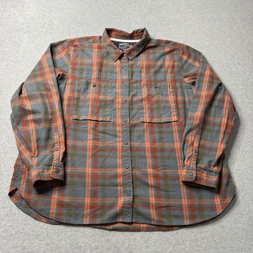 REI Co Op Shirt Womens 3XL XXXL Orange Check Flannel Outdoors Hiking Mountains