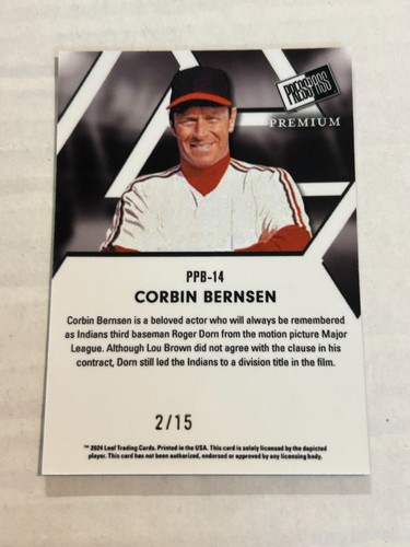 2024 LEAF THE NATIONAL CORBIN BERNSEN 2/15 PRESS PASS PREMIUM BLUE SSP G3 - Picture 2 of 2