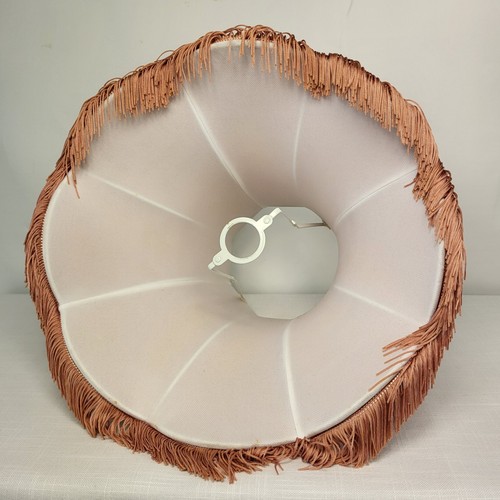Vintage Standard Large Lampshade Pink With Fringes / Tassels 24cm Tall VGC UK - Picture 14 of 17