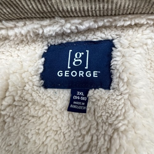 George Mens 3XL Corduroy Coat Tan Sherpa Lined Retro Y2K Western Chore Work Barn - Picture 5 of 17