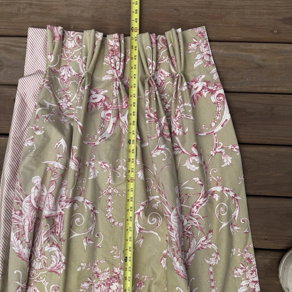 "Cortinas de algodón de dos paneles para toile 20"" X 48"" L forradas tostadas pesadas rojo blanco" Foto 4 de 4
