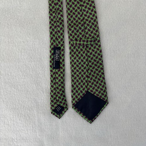 Vintage Polo By Ralph Lauren Krawatte Grün Blau Rot Paisley Seide Hand Made In Italy - Bild 2 von 4