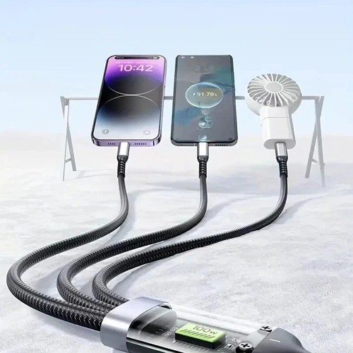 100W 3-in-1 Fast Charging Cable – Universal High-Performance Charger - Picture 3 of 8