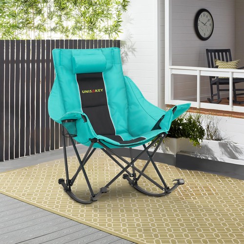 Oversized Rocking Camping Chair with Headrest & Cup Holder - 400lbs Capacity,... - Picture 6 of 9