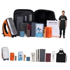 Ski Snowboard Wax Kit, Ski Tuning & Waxing Basic (1 Wax 1 Wipe Brush 2 Ptex)