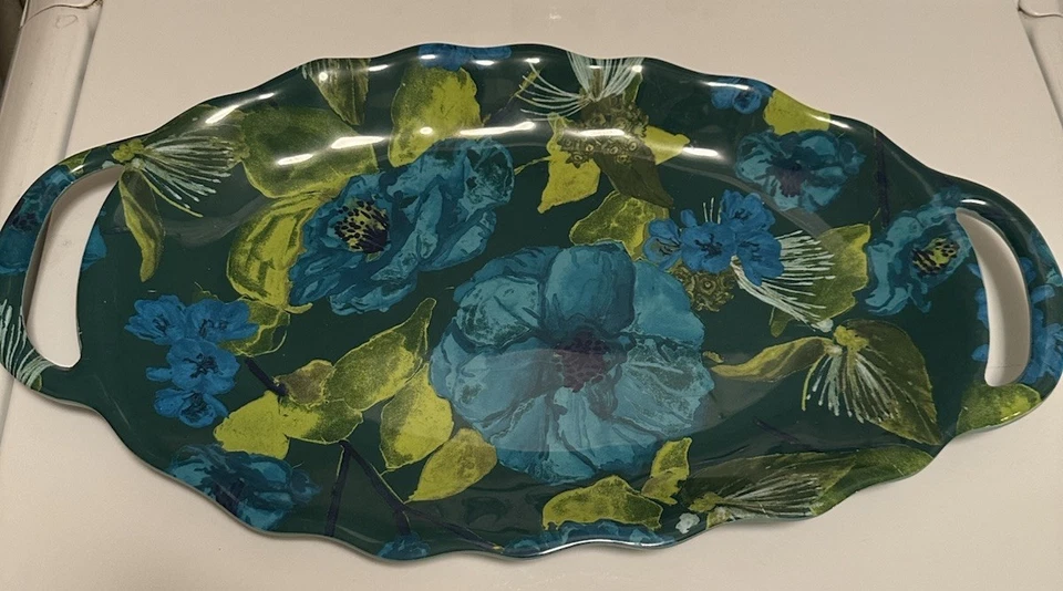 OpalHouse Melamina Azul y Verde Diseño Floral con Asas, 20x11”, Fiesta Tiki Foto 2 de 4