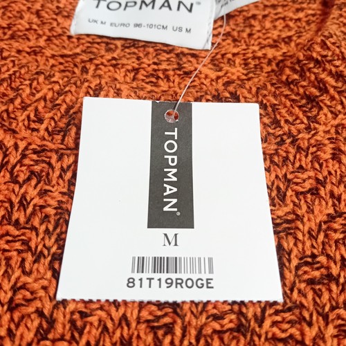 Topman Men's Jumper Size Medium Orange Black Marl knitted long sleeve - Picture 9 of 14