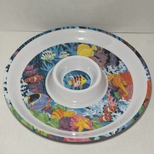 Y2K 2000s Fish Aquarium Ocean Chip & Dip Serving Plastic Tray