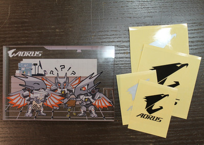 Gigabyte AORUS Chibi acrylic stand block boba art and stickers mascot swag merch