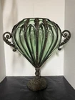 Rare Antique 17 1/2” Murano  Caged Clear Glass Urn Vase Centerpiece