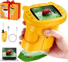 Kids Microscope, 1000X Portable Mini Pocket Microscope with 2.4″ IPS Screen & 8