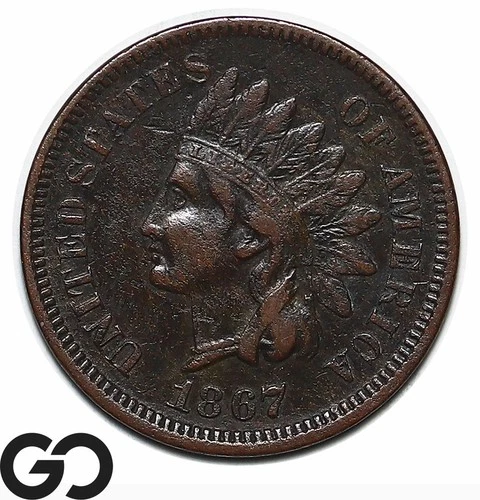 1867 Indian Head Cent Penny Choice VF, Better Date