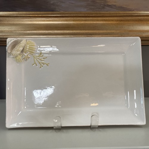 Rare Williams Sonoma White 3D Large Rectangular Sea Food Platter 14”x9”