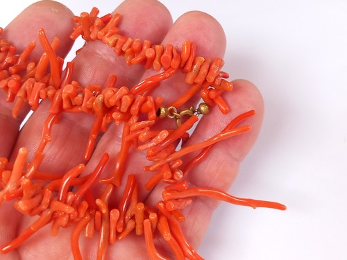 Stunning Antique Edwardian Branch Coral Necklace..19" Long. - Picture 19 of 21