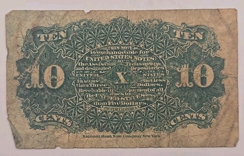 10c Ten Cents Fourth Issue Fractional Currency - Picture 5 of 8