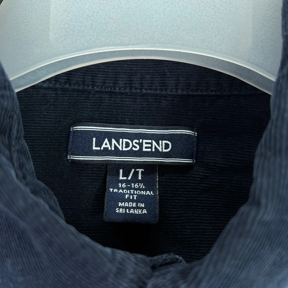 Lands’ End Corduroy Shirt L/T Navy Long Sleeve Button Front 100% Cotton - Image 2 of 4