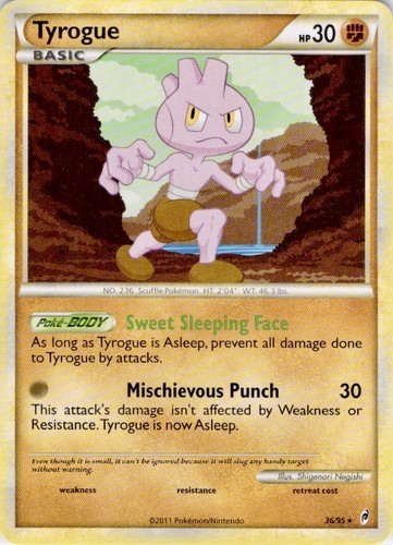 Tyrogue 36/95 Rare Call of Legends Pokemon Near Mint