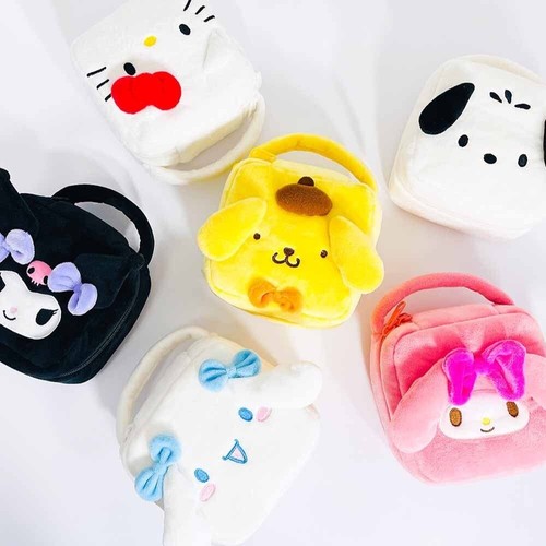 Bolsa cuadrada de felpa para cara Pochacco bolsa de maquillaje accesorios bolsa de cosméticos viaje - Imagen 5 de 6