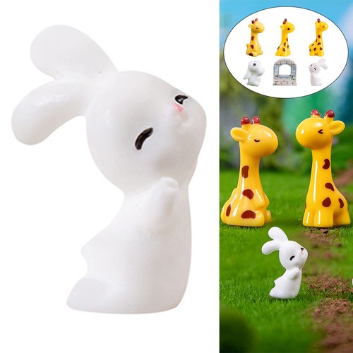 Giraffe Rabbit Model Figurine Desktop Garden Landscape Ornament Resin Decoration - Picture 3 of 6