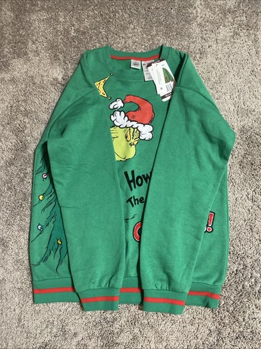 How the Grinch Stole Christmas Sweatshirt Youth XL Green Embroidered Flocking - Picture 15 of 24