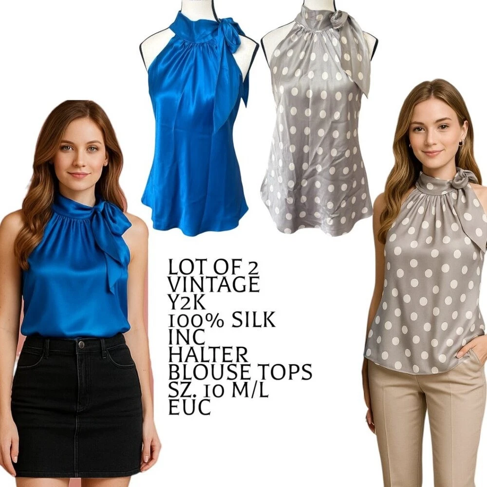 Chemisier Femme INC International Concepts Taille 4 Bleu Soie 100% - Occasion Excellent état