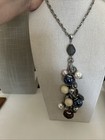 Pretty Silver Tone Chain Necklace With Colorful Beads Pendant Signed Lia Sophia