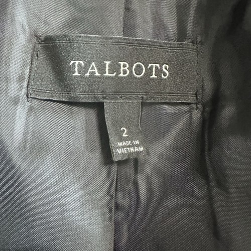 Talbots Women’s Wool Blend Herringbone Elbow Patch Wool Blazer Gray Sz 2 - Picture 4 of 5