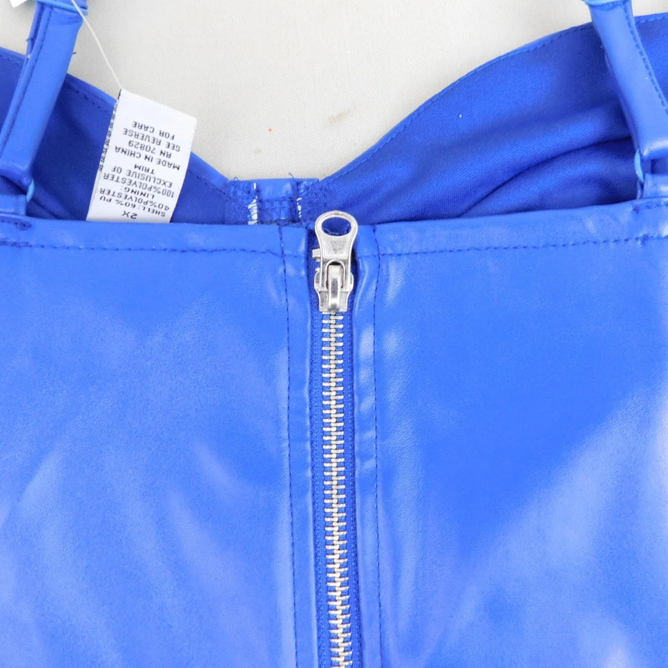 Rue21 Plus Size Faux Leather Lace Longline Bra Bustier Corset Top 2X, Blue #A114 - Image 4 of 4