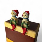 Vintage Christmas Cream Cat Stocking Holder Weight Set of 2 (See Description)