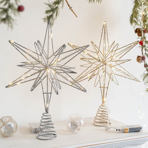 LED Weihnachtsbaum-Spitze Stern Christbaumspitze Tannenbaum warmweiß beleuchtet - Bild 3 von 12
