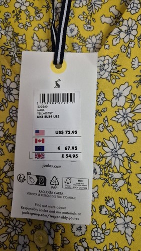 Joules Mara Ditsy Yellow Dress Size Uk6 NWT - Picture 4 of 7
