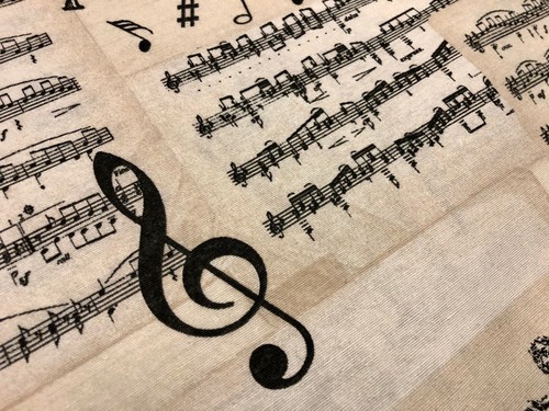 MUSICAL NOTES Cotton Fabric Curtains Music Black Music Note Violin -140cm wide - Imagen 7 de 9