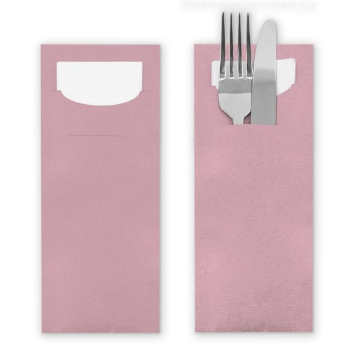 itenga 24 Bestecktaschen mit Servietten Besteckservietten Serviettentaschen ROSA - Bild 2 von 3