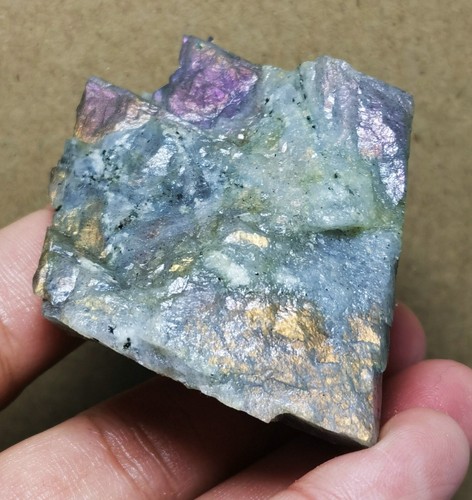 One Side Polished Nice Purple Flash Labradorite Slab Spectrolite Reiki Stone - Picture 8 of 10