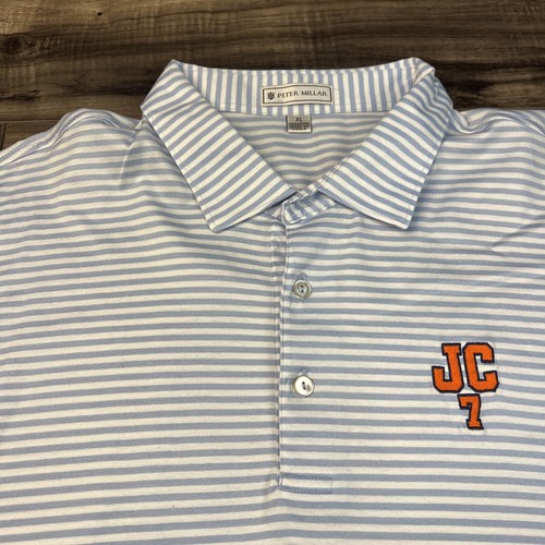 Peter Millar Shirt Mens XL Orange Blue Golf Club Collared - Picture 3 of 8
